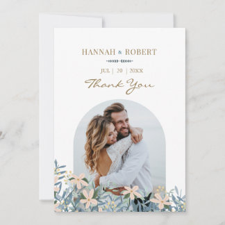 Cartão de Agradecimento de Foto de Casamento de Fl