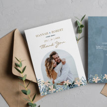 Cartão de Agradecimento de Foto de Casamento de Fl