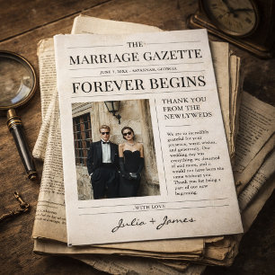 Cartão de Agradecimento de Foto de Casamento de Jo