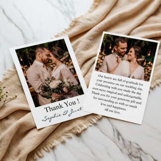 Cartão de Agradecimento de Foto de Casamento Elega