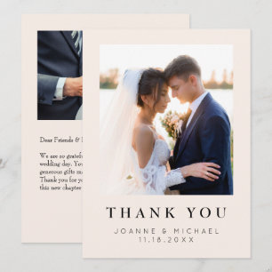 Cartão de Agradecimento de Foto de Casamento Elega