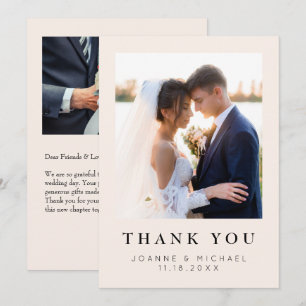 Cartão de Agradecimento de Foto de Casamento Elega