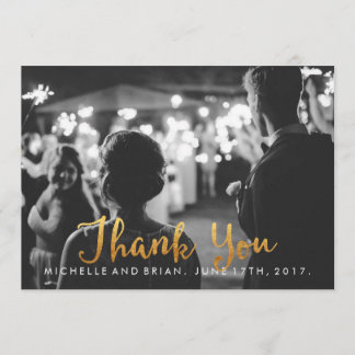 Cartão de Agradecimento de Foto de Casamento em Cu