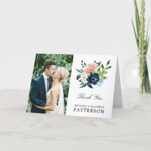 Cartão de Agradecimento de Foto de Casamento Flora