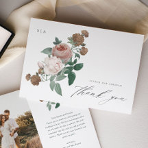 Cartão de agradecimento de foto de casamento flora