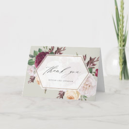 Cartão de agradecimento de foto de casamento flora