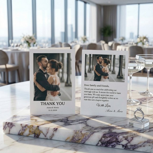 Cartão de Agradecimento de Foto de Casamento Forma (Criador carregado)