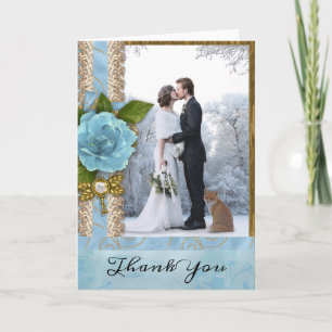 Cartão de Agradecimento de Foto de Casamento Shabb