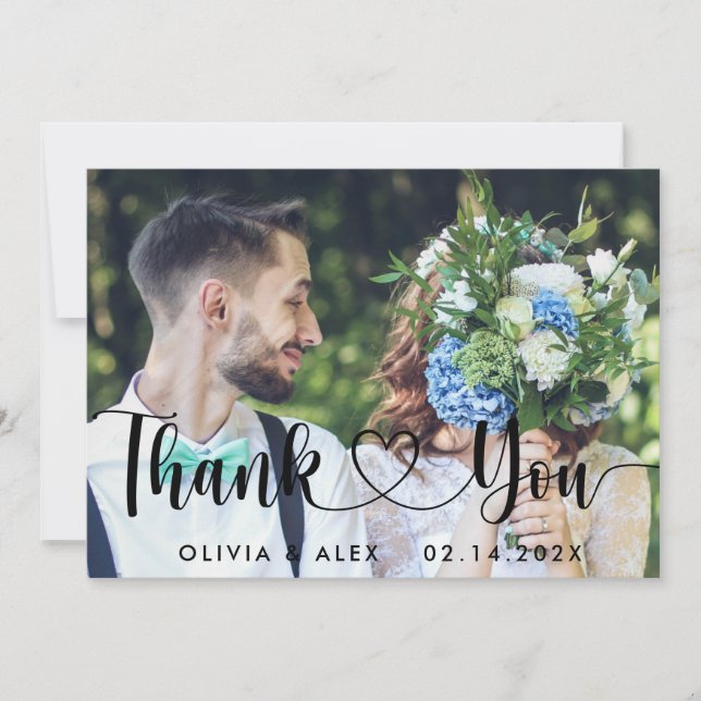 Cartão de agradecimento de foto de casamento simpl (Frente)