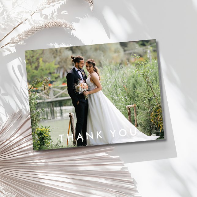 Cartão de Agradecimento de Foto de Casamento Simpl (Simple Wedding Photo Thank You Card)