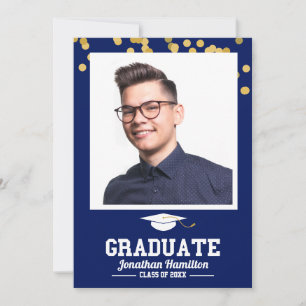 Cartão de Agradecimento de Foto de Formatura Azul
