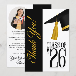 Cartão de Agradecimento de Foto de Formatura da Tu