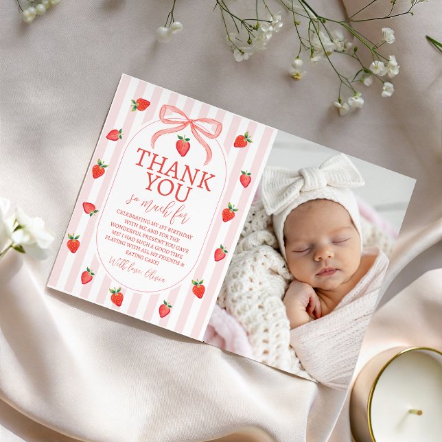 Cartão de Agradecimento de Foto de Morango (Criador carregado)