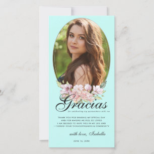 Cartão de Agradecimento de Foto de Quinceañera Flo