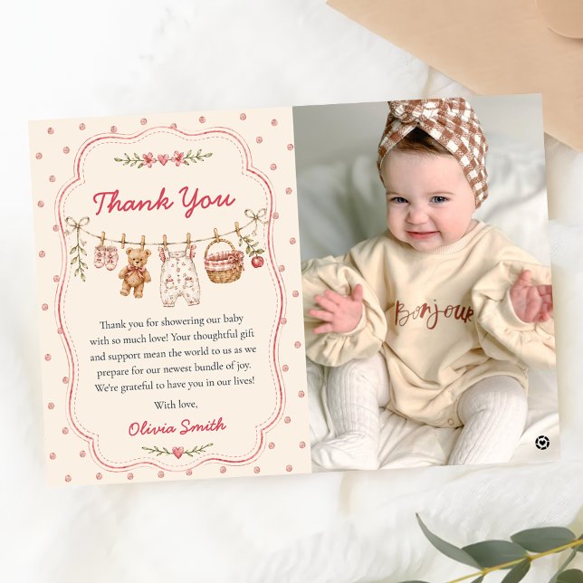 Cartão de Agradecimento de Foto do Chá de Bebê Maç (Criador carregado)
