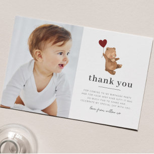 Cartão de Agradecimento de Foto do Urso do Dia dos