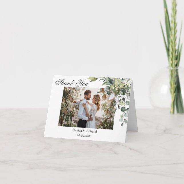 Cartão de agradecimento de foto dobrável de aquare (Frente)