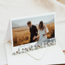 Cartão de agradecimento de foto floral Boho Mounta