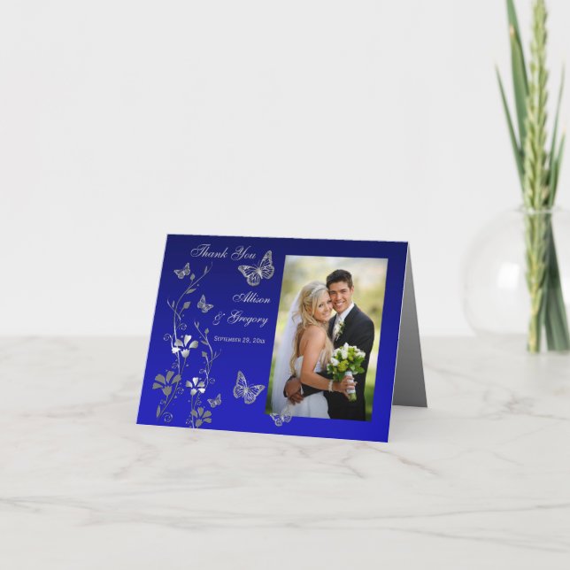 Cartão de Agradecimento de Foto Floral Borboleta A (Frente)