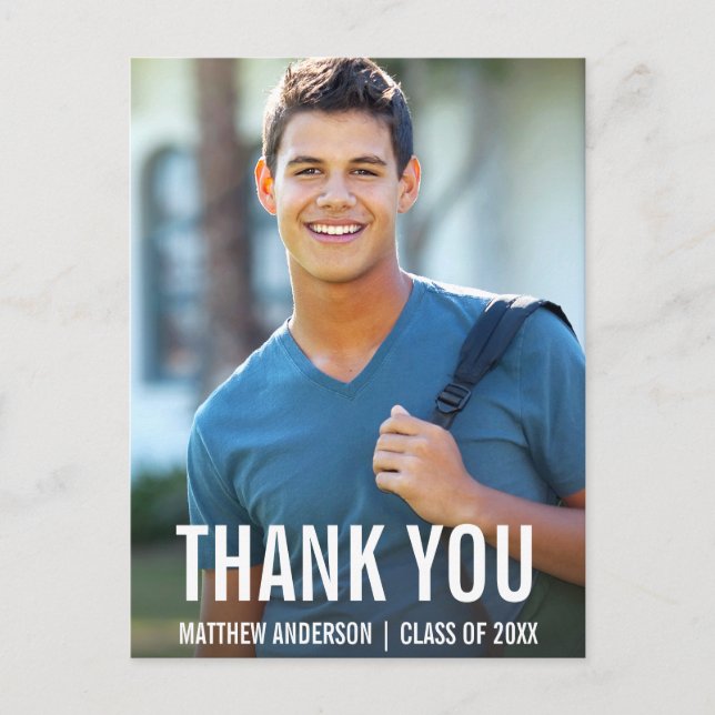 Cartão de agradecimento de foto moderna de graduaç (Frente)