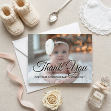 Cartão de Agradecimento de Foto para Chá de Bebê M