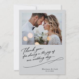 Cartão de Agradecimento de Fotos de Casamento com
