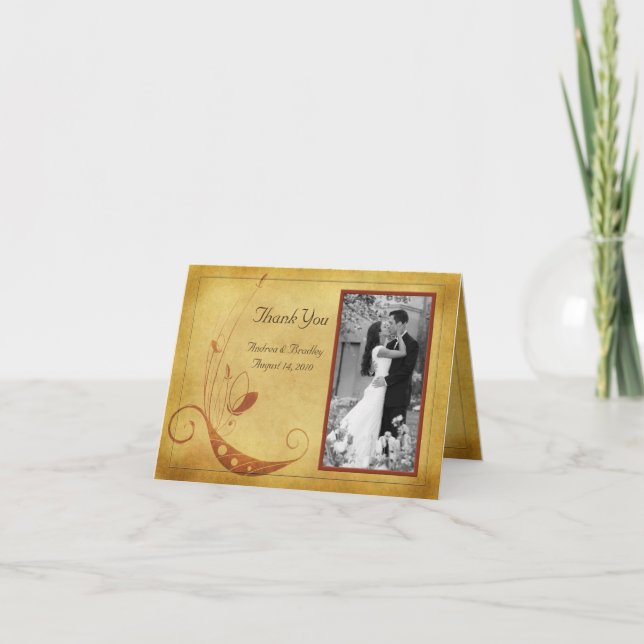 Cartão de Agradecimento de Fotos de Casamento de O (Frente)