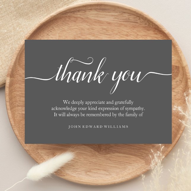 Cartão de Agradecimento de Funeral Agradecimento F (Gray Sympathy Thank You Card)