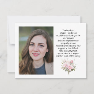 Cartão de Agradecimento de Funeral com Foto Floral