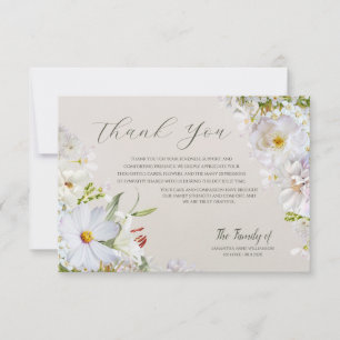 Cartão de Agradecimento de Funeral Floral Branco E