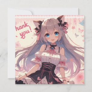 Cartão de agradecimento de garota de anime 