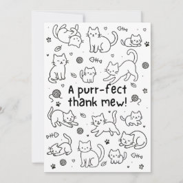 Cartão de Agradecimento de Gato Desenho Minimalist