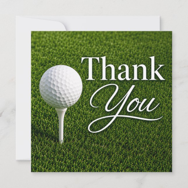 Cartão de agradecimento de golfe com bola de golfe (Frente)