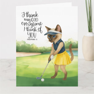 Cartão de agradecimento de golfe com gato amante d
