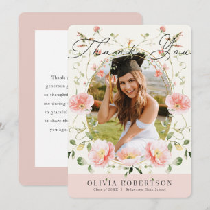 Cartão de Agradecimento de Graduação com Foto Flor