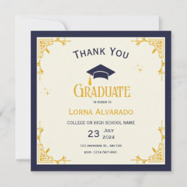 Cartão de Agradecimento de Graduação Vintage em Ou