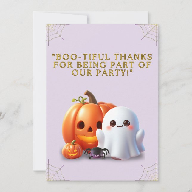 Cartão de Agradecimento de Halloween de Fantasma e (Frente)