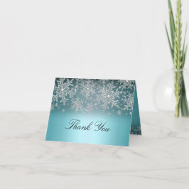 Cartão de Agradecimento de Inverno Azul Floco de N