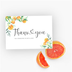 Cartão de agradecimento de laranja aquarela