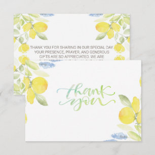 Cartão de Agradecimento de Limões em Aquarela