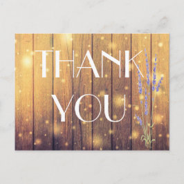 Cartão de agradecimento de madeira rústica cor lav