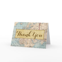 Cartão de Agradecimento de Mapa de Viagem