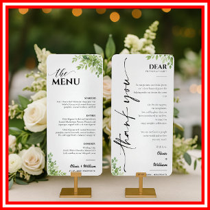 Cartão de Agradecimento de Menu de Casamento Folha
