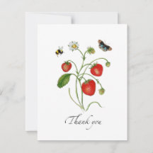 Cartão de Agradecimento de Morango em Aquarela