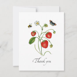 Cartão de Agradecimento de Morango em Aquarela