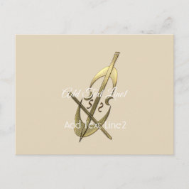 Cartão de Agradecimento de Música de Cello Dourado