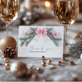 Cartão de agradecimento de Natal dobrado com laço 