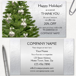 Cartão de agradecimento de Natal Silver Tree Holid