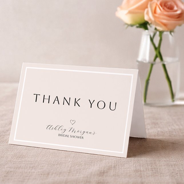 Cartão de Agradecimento de Noivado Minimalista | E (Bridal Shower Thank You Card)