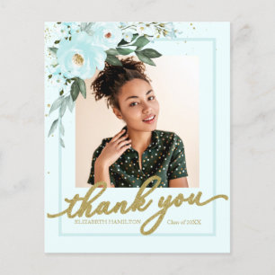 Cartão de Agradecimento de Orçamento Floral Teal G